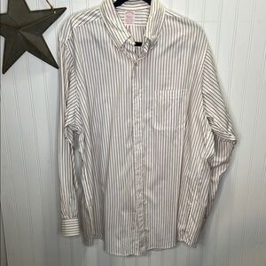 Brooks Brothers Cotton White Striped Dress Shirt Size Neck 17